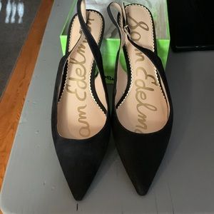 Kitten heel sling back shoes